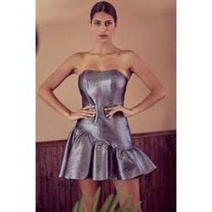 DO + BE Dress Women's Sparkling Silver Gray Mini Asymmetrical Ladies Medium NEW